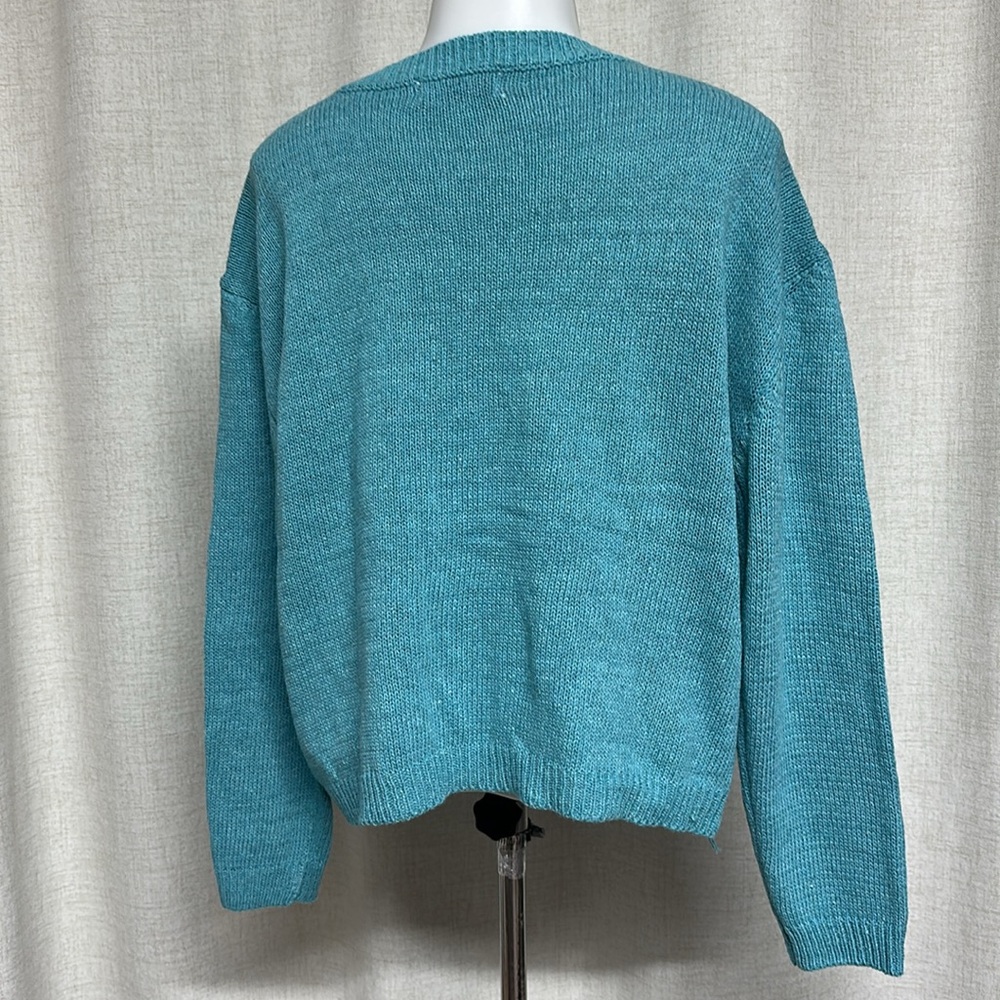 *** SALE *** MISLOOK Turquoise Blue Green Pretty Knit Cardigan Sweater - Picture 4 of 6